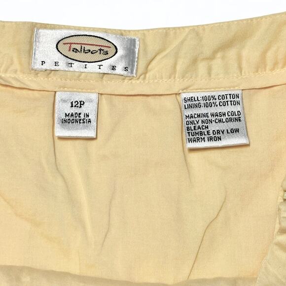 Vintage 90s Talbots Pleated Summer Skirt 12P Yellow Flared Cottage Embroidered - Picture 2 of 9